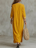Women's Retro Floral Pattern Art Stylish Cotton Linen Maxi Dress