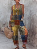 Women's Retro Geometry Print Casual Jumpsuit