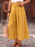 Cozy Cotton-linen Wide-leg Cropped Culottes