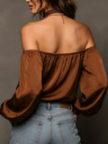 Women's Off-the-shoulder Matte Satin Shirt Top