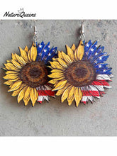 Independence Day Wooden Western Earrings