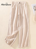 Women's Stripe Cotton And Linen Casual Pants