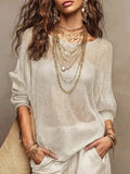 Women's Solid Color Art Hollow Casual Stylish Sexy Knitted Top