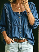 Women's U-neck Cardigan Denim Shirt