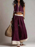 Women's Sleeveless Loose-fit Casual Top And Wide-leg Pants Set