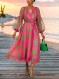 Stylish Polka-dot Print Chiffon Dress
