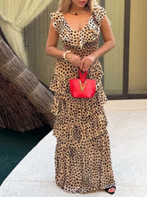Women's Retro Polka Dot Art Casual Ruffled Stylish Fashion Long Dress