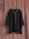 Casual Trimmed Linen And Cotton Shirt