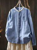 Women Spring Artsy Colorblock 100%Cotton Shirt