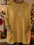 Christmas Sparkling Loose Pocket Pullover Sweater