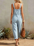 Women's Sleeveless Casual Loose-fit Denim Jumpsuit