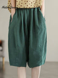 Women's Retro Solid Color Loose Summer Cotton And Linen Casual Pants