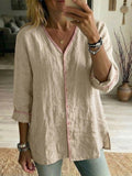 Casual Trimmed Linen And Cotton Shirt