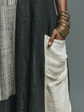 Artistic Geometric Print Cotton-linen Dress
