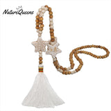 Retro Boho Star Beaded Tassel Pendant Necklace