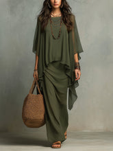 Loose And Elegant Chiffon Top And Sleeveless Cotton Dress Two-piece Set