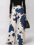 Women's Abstract Print High-waisted Wide-leg Jeans