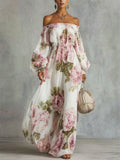 Women's Fashion Floral Art Print Casual Stylish Comfortable Long Dress