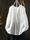 Women Spring Artsy Pure Color 100%Cotton Shirt