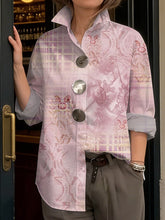 Women's Retro Floral Art Print Casual Cotton Shirt