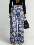 Elegant Floral Decorative Patterns Women's Denim Pants