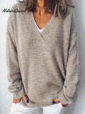 Women's V-neck Pullover Knitted Sweater