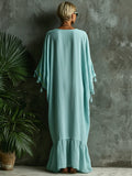 Bohemian-Print Loose and Cozy Linen-Cotton Dress