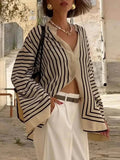 Women's Striped Loose Cardigan Shirt