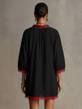 Loose-fit Casual Linen And Cotton Dress