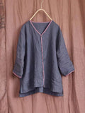 Casual Trimmed Linen And Cotton Shirt