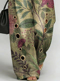 Women's Retro Flowers Print Casual Fashion Cutout Jeans