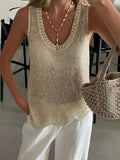 Women's Sparkly Sequin Knit Sleeveless Top