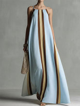 Women's Blue Striped Spaghetti-strap Dress