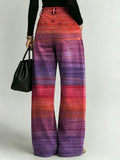 Women's Retro Gradient Pattern Printed Stylish Cutout Casual Denim Jeans