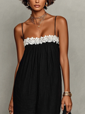 Retro Lace-trimmed Cotton-linen Maxi Slip Dress