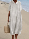 Women's Pocket Linen Dress(Convertible Dress With Front And Back Option)