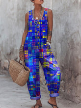 Women's Vintage Geometry Art Print Casual Jumpsuit