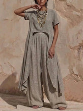 Women's Linen Loose Irregular Cut Design Ethnic Style Suit