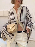 Women's Striped Loose Cardigan Shirt
