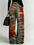 Women's Retro Fish Pattern Printed Stylish Cutout Casual Denim Jeans