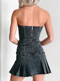Women's Low-waist Strappy Bandeau Denim Dress