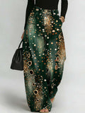 Women's Abstract Art Print Casual Stylish Hollow Denim Pants