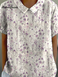 Women's Vintage Floral Art Print Casual Cotton And Linen Shirt