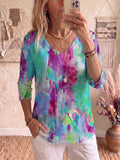 Cozy Colorful Watercolor-print Cotton T-shirt