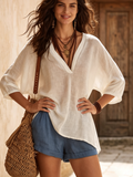 Casual V-neck Cotton Shirt