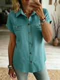 Women's Simple Cotton And Linen Short-sleeves Top