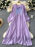 Women's Loose-fit Vacation-style Embroidered Dress