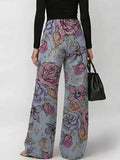 Women's Vintage Flowers Print Casual Fashion Cutout Jeans