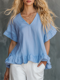 Cozy Ruffled Cotton Shirt Top