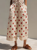 Polka-dot Sleeveless High-neck Cropped Wide-leg Jumpsuit
